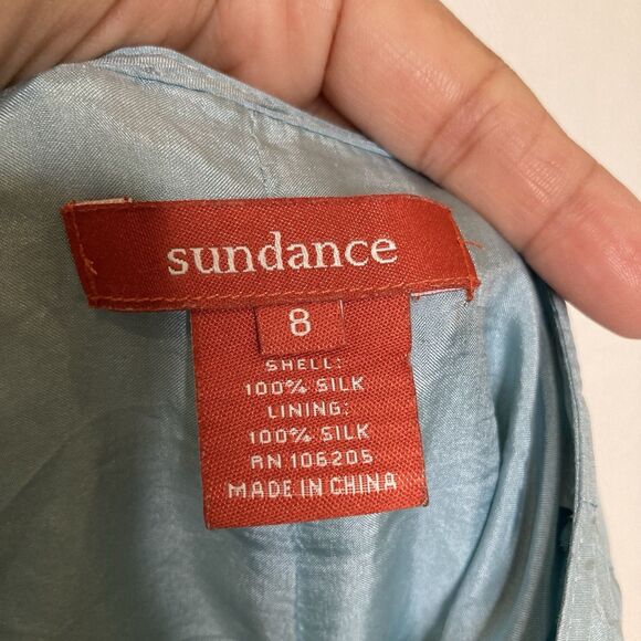 Sundance Silk Skirt Size 8 in Blue Lightweight Tiered Fully Lined - Picture 9 of 10